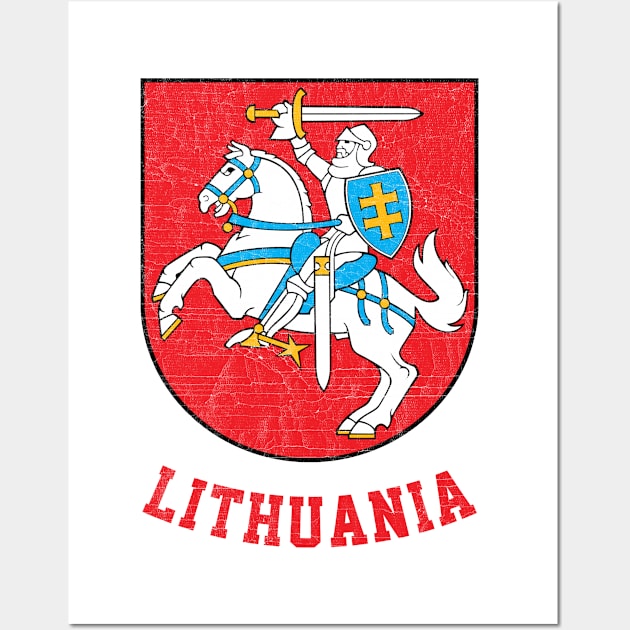 Lithuania - Vintage Distressed Style Crest Design Wall Art by DankFutura